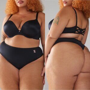 SAVAGE X FENTY | Black Core Microfiber High-Waist Thong With Logo Waistband | 3X